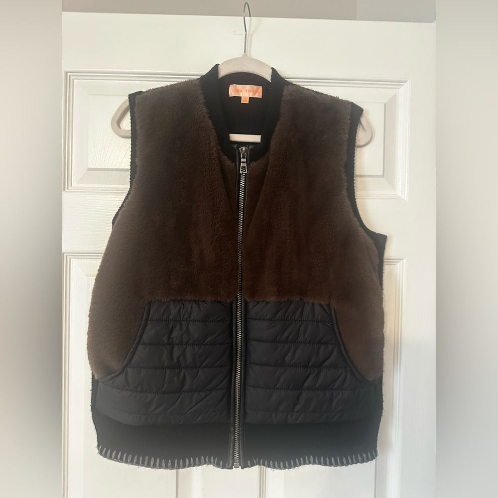 Lisa Todd Black and Brown Faux Fur Vest